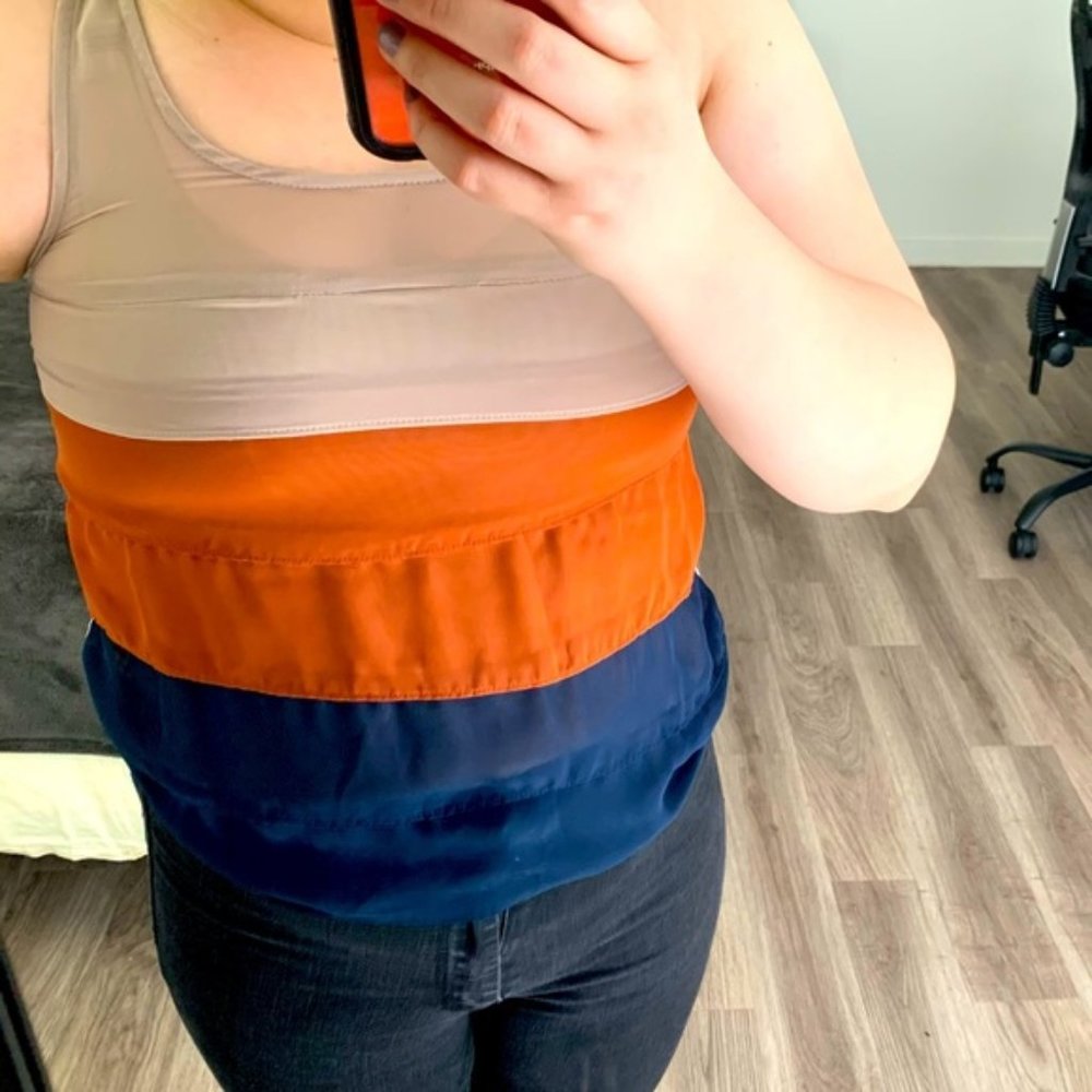 Blue Tan Tricolor Blouse Tank Size Small
